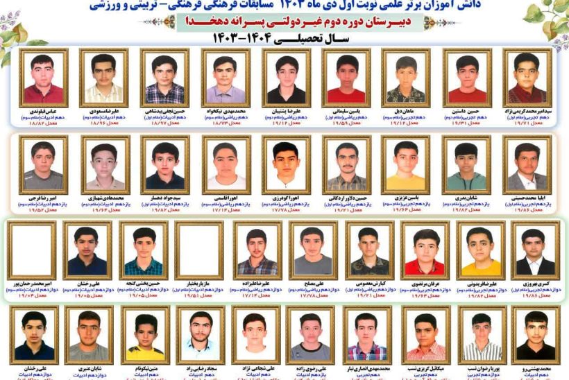 دانش‌اموزان نمونه مدرسه دهخدا یاسوج